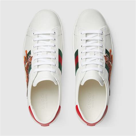 gucci white leather ace sneakers|Gucci ace tiger sneakers.